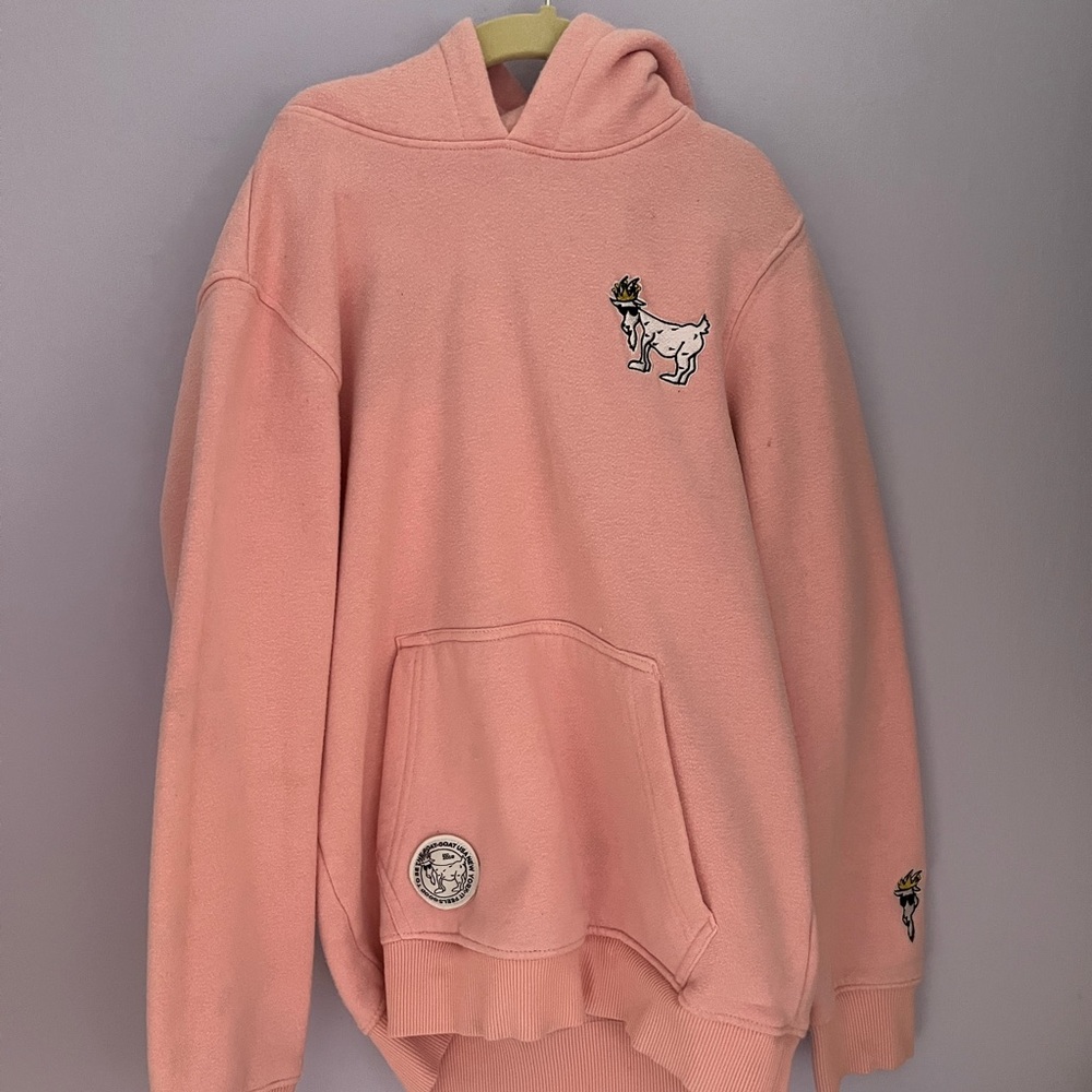 Pink Hoodie Embroidered Goat Usa